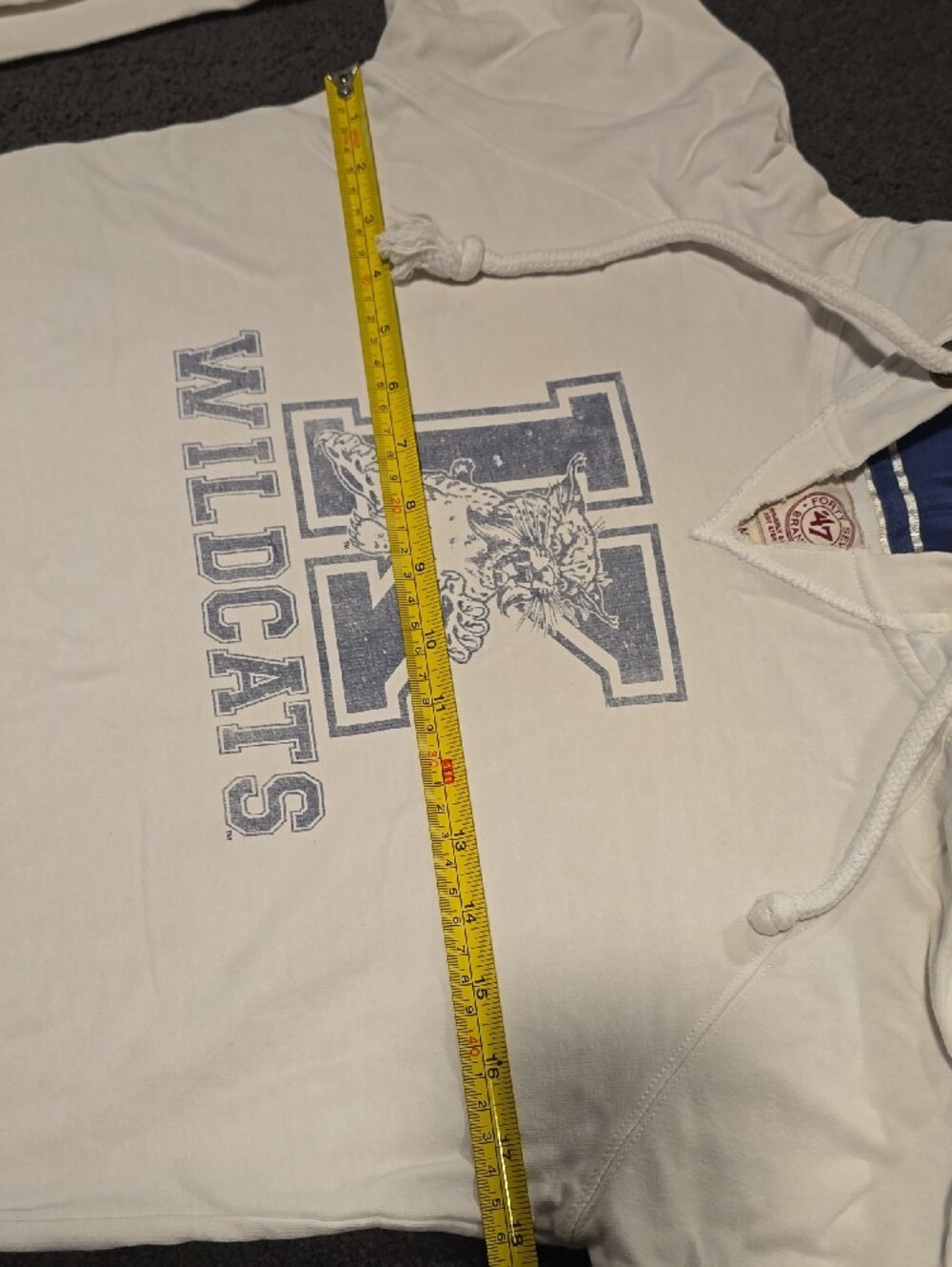 47 Men’s Wildcats Crewneck Hoodie - White with Blue Lining - Picture 3 of 6